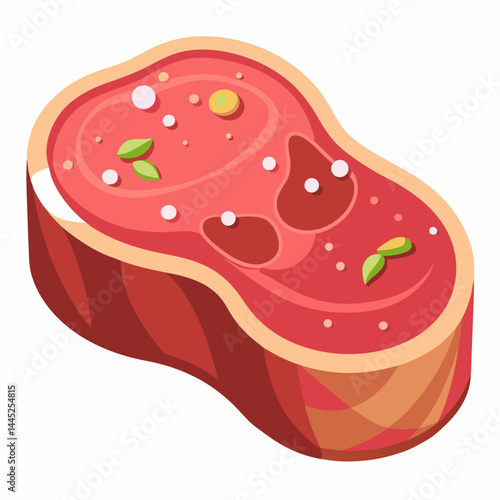 Raw steak displayed on a cutting board, showcasing its marbled texture and rich red color.