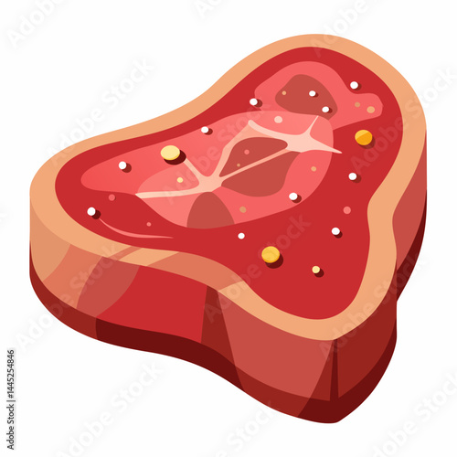 Raw steak displayed on a cutting board, showcasing its marbled texture and rich red color.