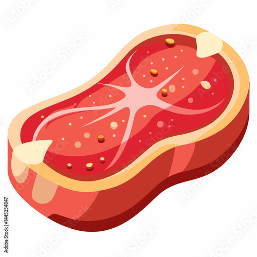 Raw steak displayed on a cutting board, showcasing its marbled texture and rich red color.