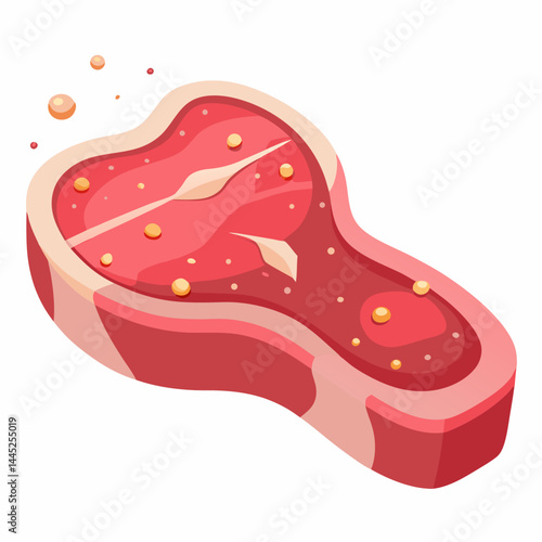 Raw steak displayed on a cutting board, showcasing its marbled texture and rich red color.