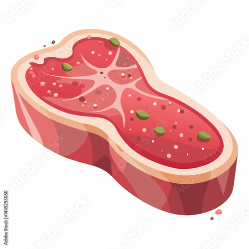 Raw steak displayed on a cutting board, showcasing its marbled texture and rich red color.