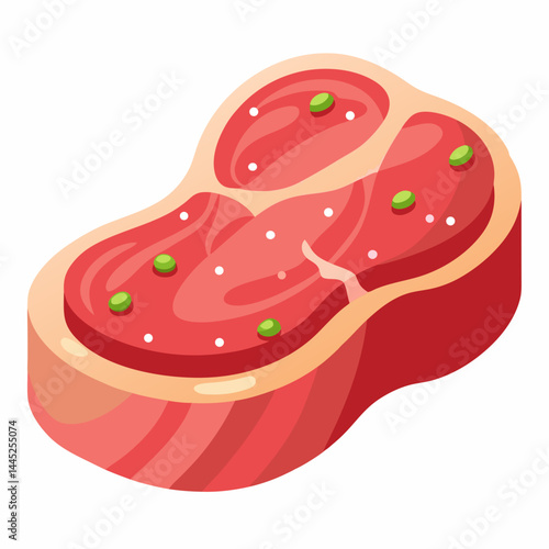 Raw steak displayed on a cutting board, showcasing its marbled texture and rich red color.
