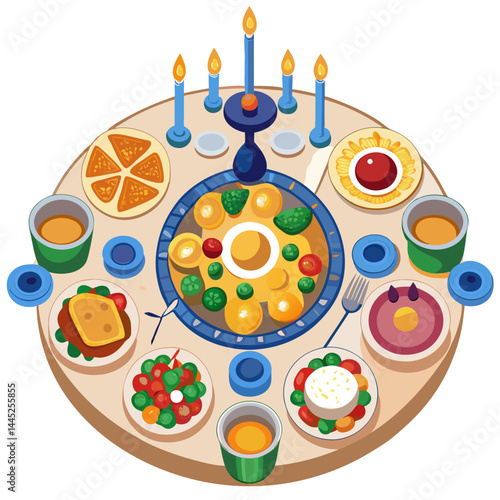 A pizza on a round table, accompanied by a candle and a knife, creating a cozy dining atmosphere.