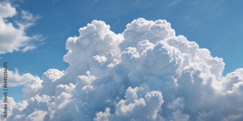 Fluffy white cumulus cloud against vibrant azure sky , light, weather Fluffy white cumulus cloud against vibrant azure sky , light, weather