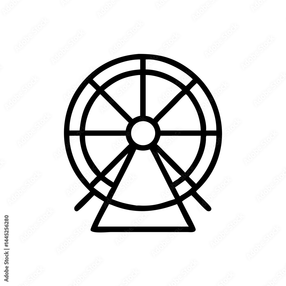 Naklejka premium Pet exercise wheel icon in clean black outline