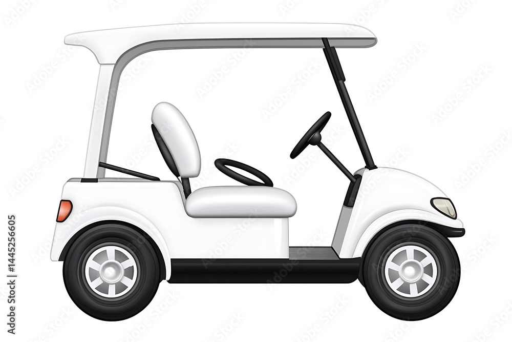 Fototapeta premium Modern White Golf Cart, Perfect for Summer Golfing