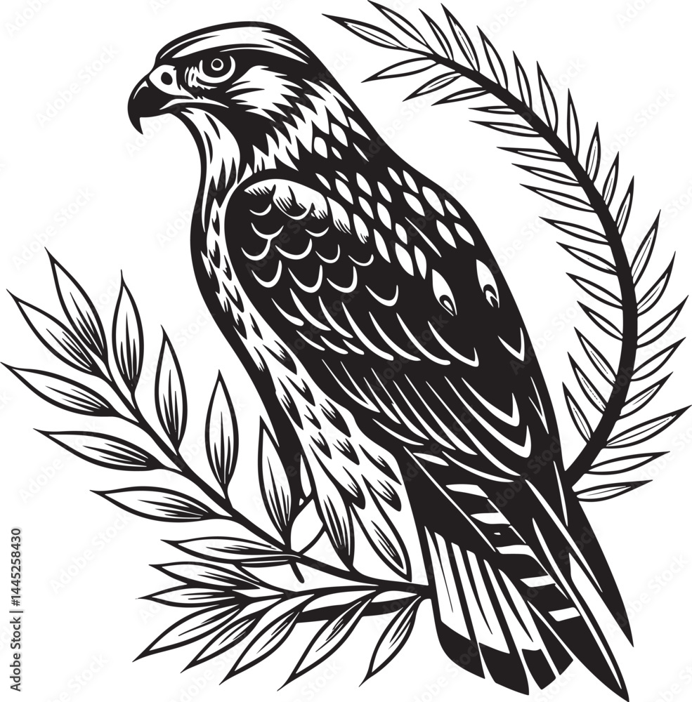 Northern Goshawk bird silhouette vector Illustration Northern Goshawk bird silhouette vector Illustration