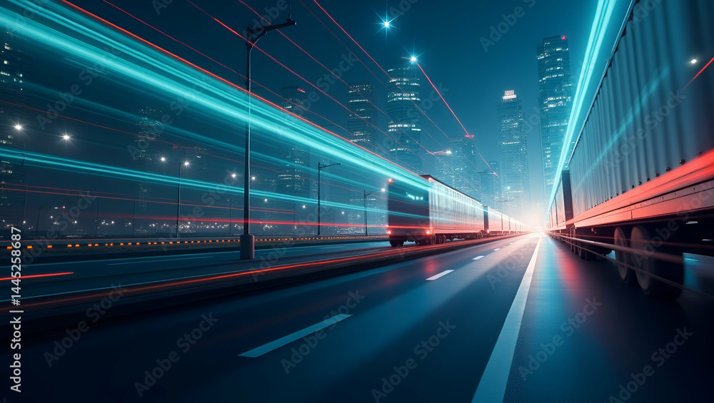 Express freight network in Photo Stock Concept and empty space on the left side Express freight network in Photo Stock Concept and empty space on the left side