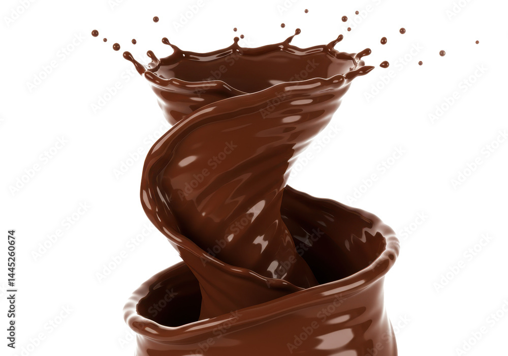 Chocolate liquid swirling in a spiral motion on a black background Chocolate liquid swirling in a spiral motion on a black background