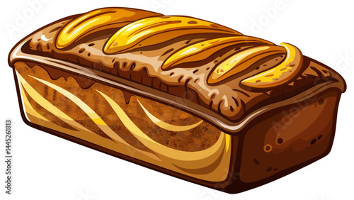 A chocolate banana bread loaf, rustic and rich.
Perfectly baked with visible texture and love.
Deep brown shades blend with golden banana tones.
Transparent background makes it easy to place anywhere.