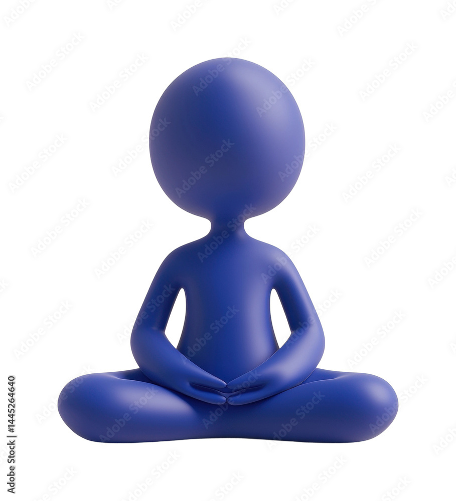 Minimalistic blue figurine in meditative pose on black background Minimalistic blue figurine in meditative pose on black background