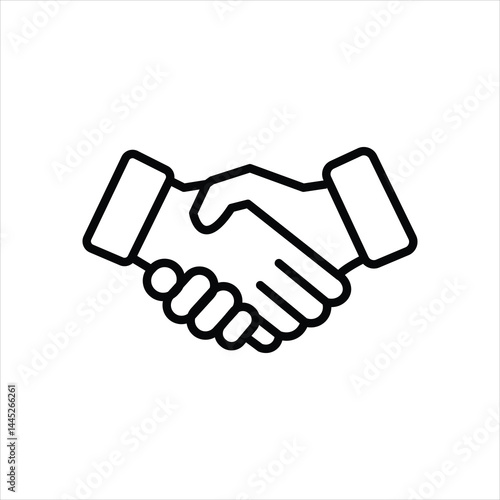 handshake line icon vector on white background.