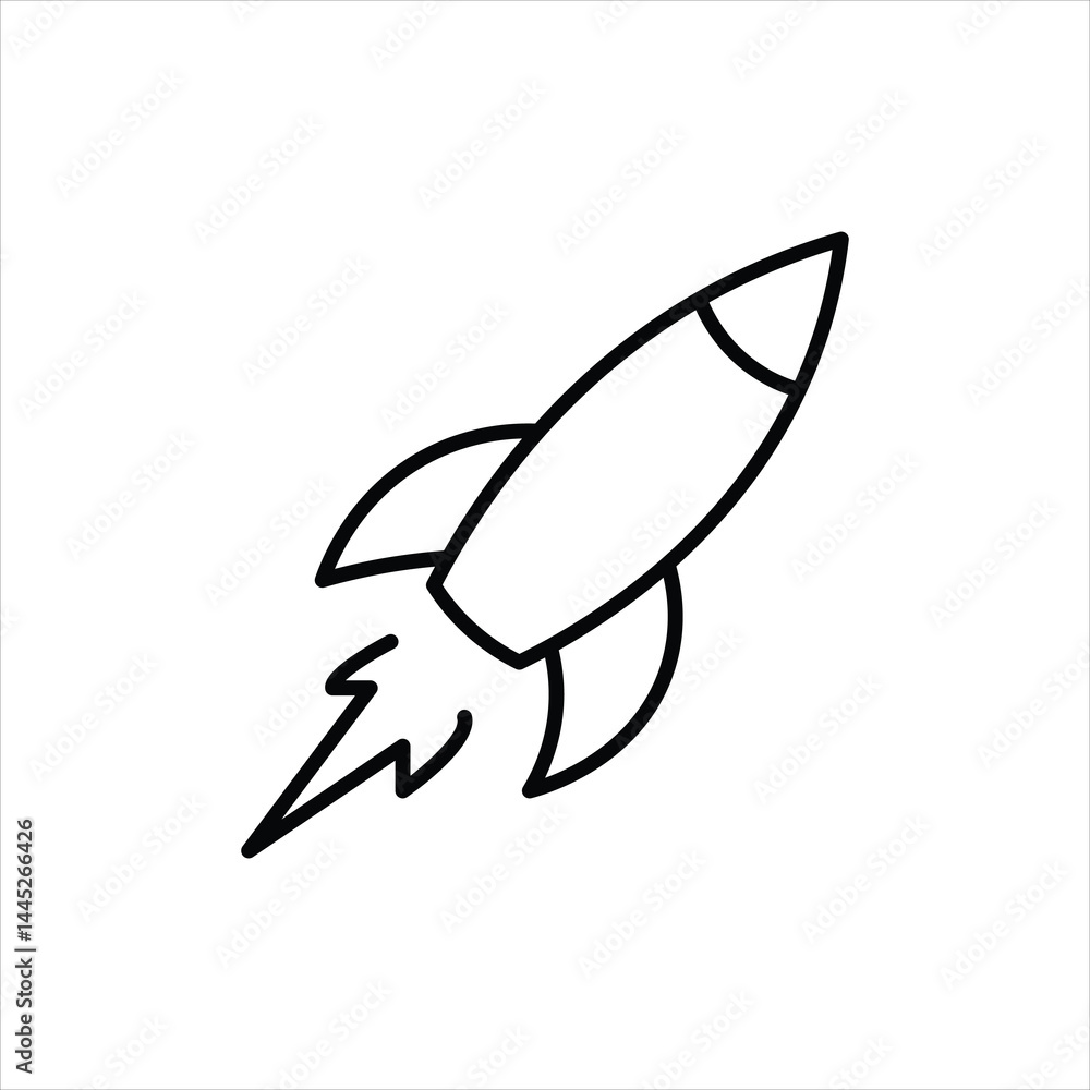 rocket line icon vector on white background. rocket line icon vector on white background.