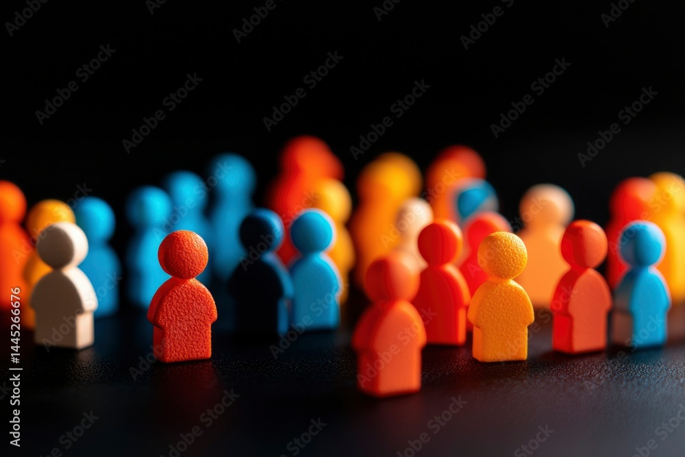 Diverse group of colorful figurines Diverse group of colorful figurines