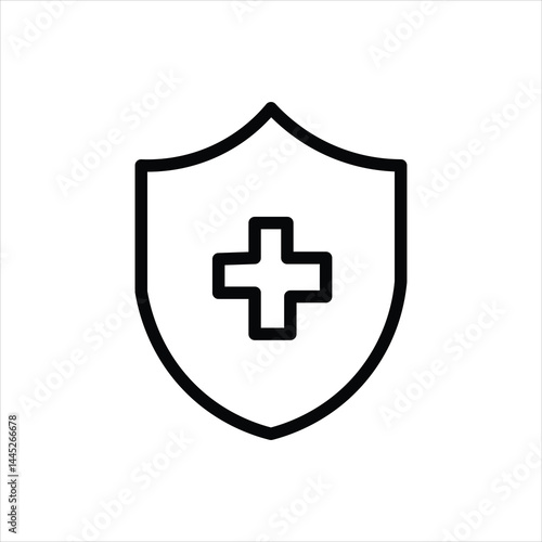 shield, medical, potection, safety line icon vector on white background.