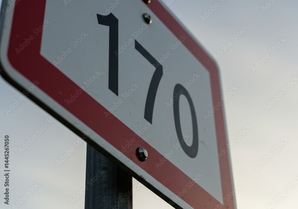 Road sign showing speed limit. concept of traffic safety and regulation. driver education material. use for transportation and urban planning documents.