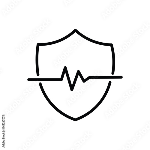 shield, medical, potection, safety line icon vector on white background.
