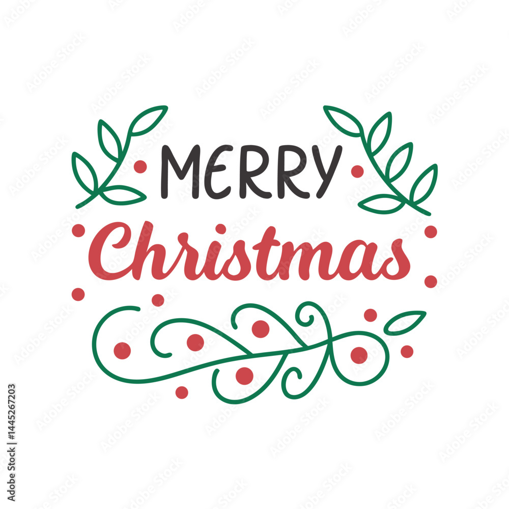 Obraz premium Merry Christmas typography vector illustration.