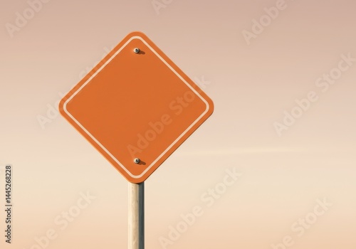 Obraz na płótnie Traffic warning sign with a blank diamond shaped plate. Road safety and hazard concept. Empty directional marker for construction or driving w salonie
