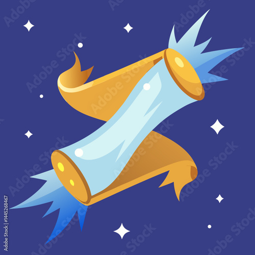 An illustration of a scroll with lightning bolts, symbolizing power and knowledge.