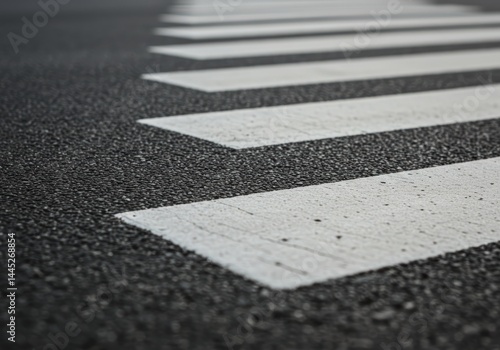 Obraz na płótnie White lines of a crosswalk on asphalt road surface. Pedestrian crossing safety regulation and transportation infrastructure concept. w salonie