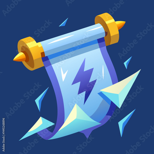 An illustration of a scroll with lightning bolts, symbolizing power and knowledge.