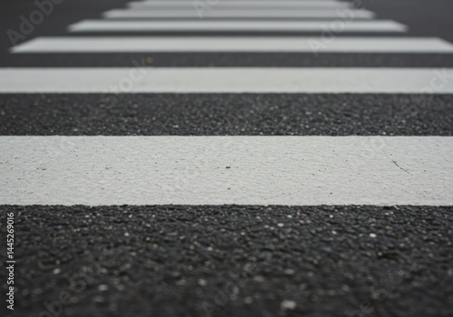 Wallpaper Mural Close up view of white stripes on a black asphalt surface. Pedestrian crossing or zebra crossing markings. Road safety concept, traffic regulation, infrastructure layout. Torontodigital.ca