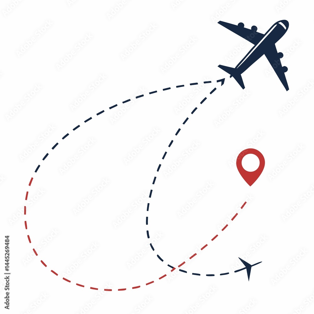 vector airplane icon with loaction vector airplane icon with loaction
