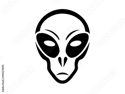 Alien Head Silhouette Icon  Extraterrestrial Graphic Symbol