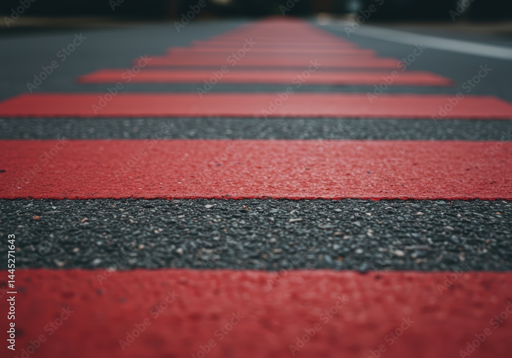Fototapeta premium the pedestrian crosswalk is red, warning of a particularly dangerous section of road.