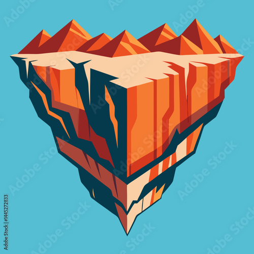 Heart-shaped mountain with a waterfall cascading into a serene lake below, surrounded by lush greenery.