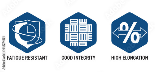 Quadro em tela Fatigue resistant, Good integrity, High elongation - Aramid fibers benefits icon