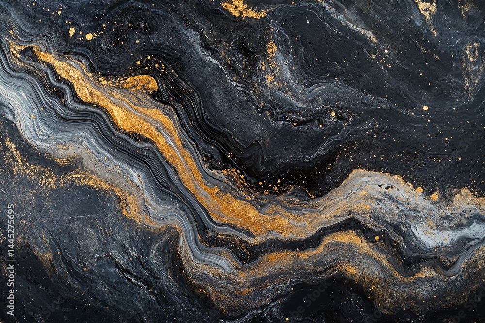 Abstract background texture with liquid acrylic paints in black, brown, and yellow colors Abstract background texture with liquid acrylic paints in black, brown, and yellow colors
