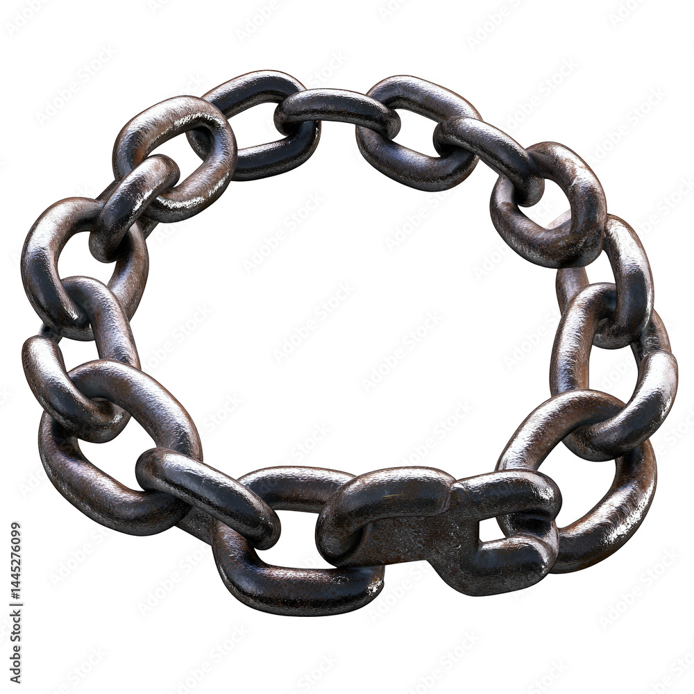 Fototapeta premium Rusty Chain Circle Dark Background Metal Links