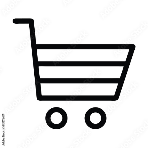 Minimalist Shopping Cart Icon – Black Outline Vector with Clean Lines
