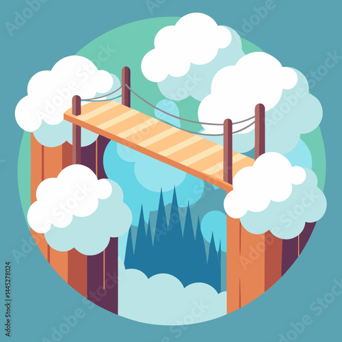 A bridge spans a river under a cloudy sky, showcasing a serene natural landscape.