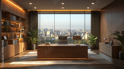 Wallpaper Mural Modern executive office interior with city view. Torontodigital.ca