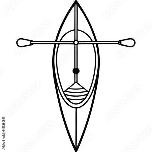 Camping Activities kayaking vector silhouette Line art