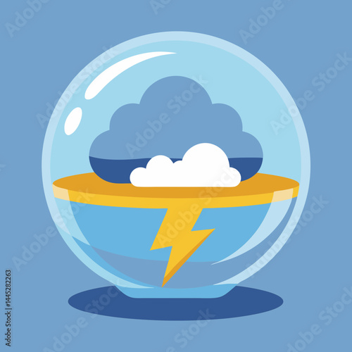 A lightning bolt striking with a dark cloud in the background, illustrating a stormy weather scene.