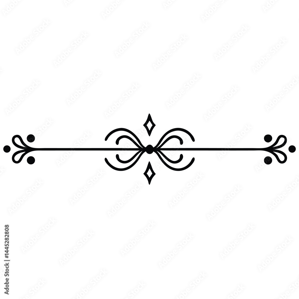 Decorative Line Dividers Set – Black Vector Horizontal Page Breaks with Symmetrical Designs
