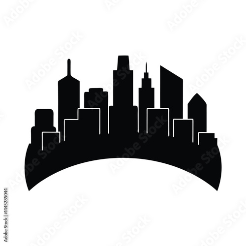 City Skyline Silhouette Icon Vector Illustration