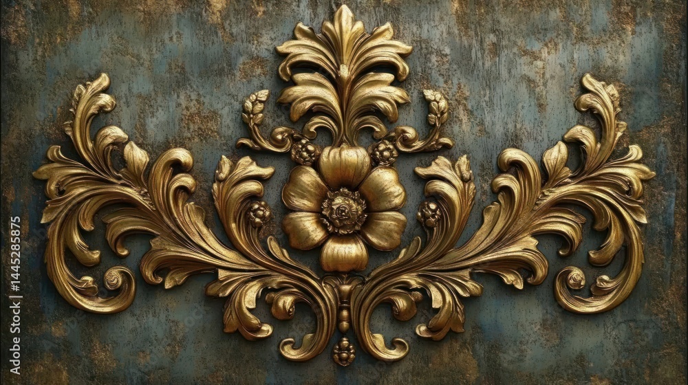 Ornate Gold Design on Dark Background Ornate Gold Design on Dark Background