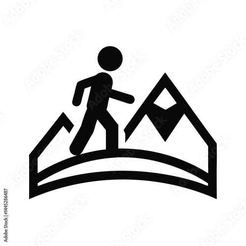 Hiker Crossing Bridge Icon Vector Illustration