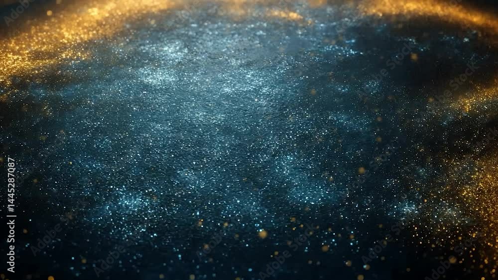 Abstract background with golden glitter and dark blue tones. Abstract background with golden glitter and dark blue tones.