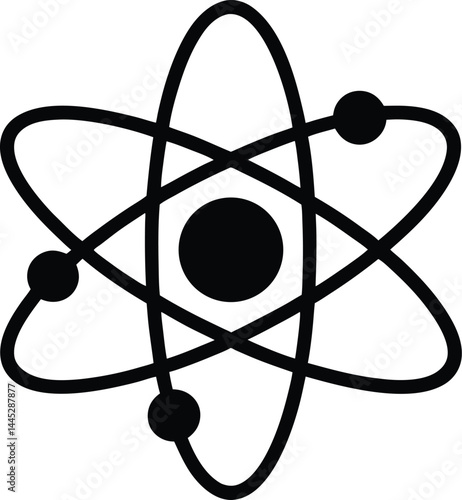 physics atom icon black silhouette vector illustration on transparent background