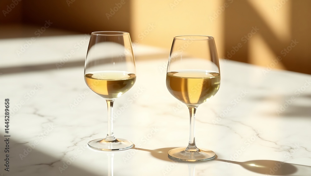 Two wine glasses on table Two wine glasses on table