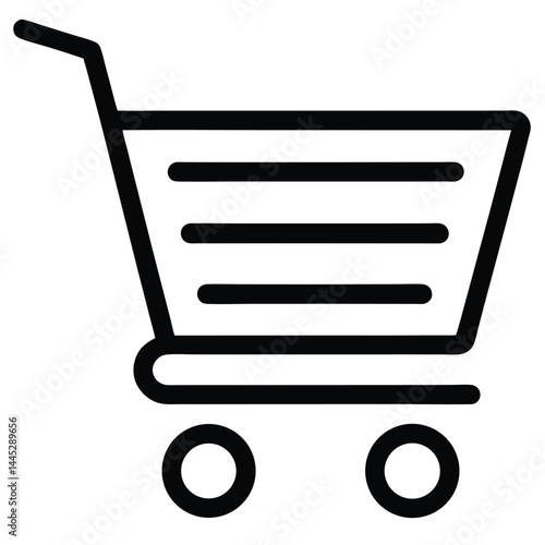 Minimalist Shopping Cart Icon – Black Outline Vector with Clean Lines