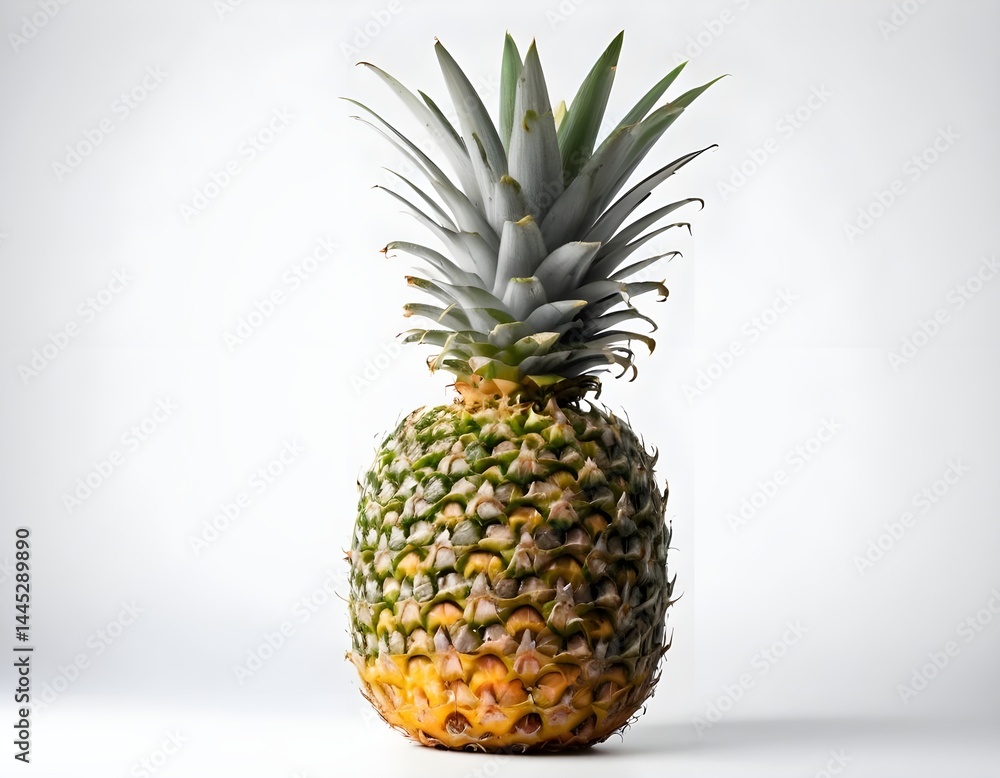 Single Ripe Pineapple on White Background Single Ripe Pineapple on White Background