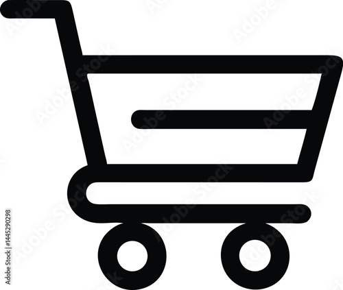Minimalist Shopping Cart Icon – Black Outline Vector with Clean Lines