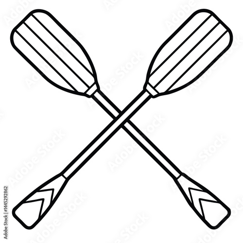 Camping Activities kayaking vector silhouette Line art illustration 